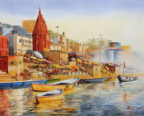 '' Spiritual Heart of India '' - xxxiv by Moinuddin Mullick, Painting | Mojarto