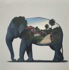Elephant Series by Dushyant Patel, Painting | Mojarto