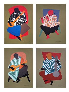 The Geometry of Sound ( A set of 4 works / each 8.2x11.5 inches ) by Prasanta Acharjee, Painting | Mojarto
