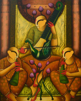 The World on a String  by Anupam Pal, Painting | Mojarto