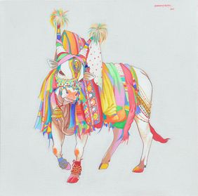 GANGIREDDU _ the sacred bull, by Mohammed Osman, Painting | Mojarto