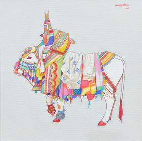 GANGIREDDU _ the sacred bull, by Mohammed Osman, Painting | Mojarto