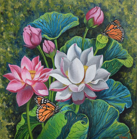 Lotus Pond (11) by Vani Chawla, Painting | Mojarto