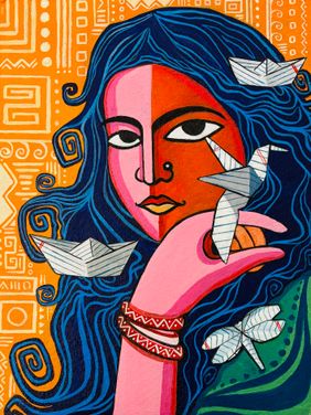 Between Margins and Myths by Shreyashi Das, Painting | Mojarto