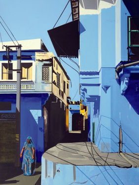 Blue street 1 by Ajay Mishra, Painting | Mojarto