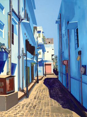 Blue street 2 by Ajay Mishra, Painting | Mojarto