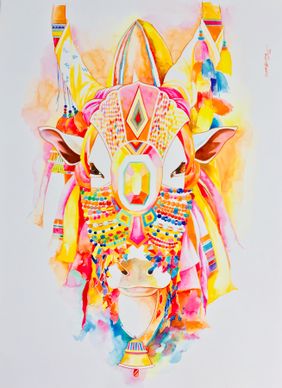 GANGIREDDU _ the sacred bull, by Mohammed Osman, Painting | Mojarto
