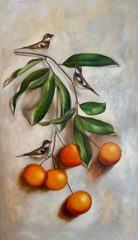 Whispers Among Oranges by Priyanka Singh, Painting | Mojarto