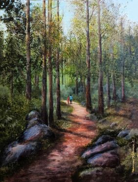 Forest trail by Munmun Kirtania, Painting | Mojarto