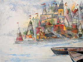 Varanasi Ghats by Partha Chowdhury, Painting | Mojarto