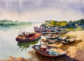 Boat 8 by Prasanta Maiti, Painting | Mojarto