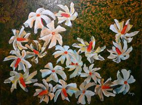 Whispers of White in a Green Dream by anuja saxena, Painting | Mojarto