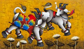 Joyful Nandi by Paras Parmar , Painting | Mojarto