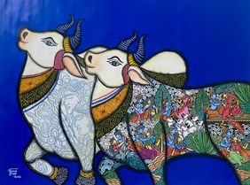Dwij- eternal love story of Krishna and Radha by Mrinal Dutt, Painting | Mojarto