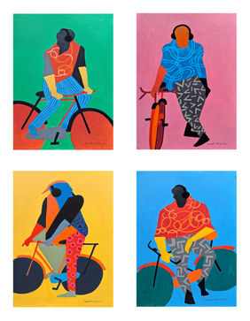 Rhythm of My First Ride ( a set of 4 works / each 8.2x11.5 inches) by Prasanta Acharjee, Painting | Mojarto
