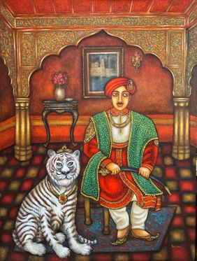 The Maharaja and the White Tiger by Piyali Sarkar, Painting | Mojarto
