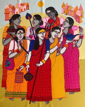 Saath Sehaliyan by Dhan Prasad, Painting | Mojarto