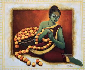 Garland of Grace by Pinaki Bhattacharya, Painting | Mojarto
