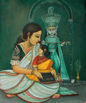 Haate Khori হাতেখড়ি by Sumon Naskar, Painting | Mojarto