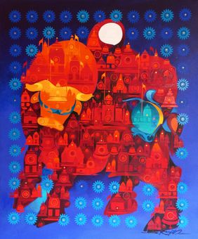 Guardian of the sacred city-1 by RANJIT SINGH KURMI, Painting | Mojarto