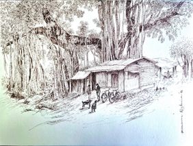 Banyan tree canopy by Munmun Kirtania, Drawing | Mojarto