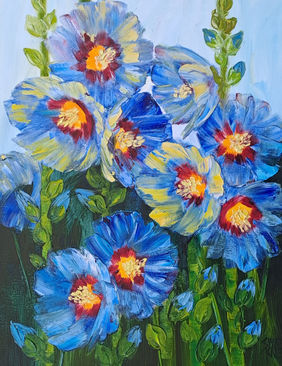 Hollyhocks by Swati Kale, Painting | Mojarto