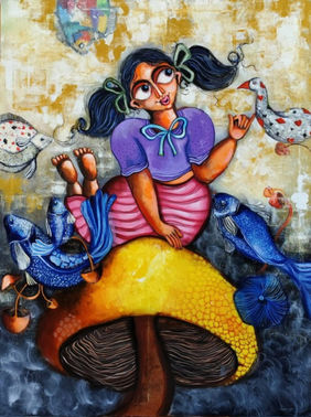 Between Water and Wonder by sharmi Sen Dey, Painting | Mojarto