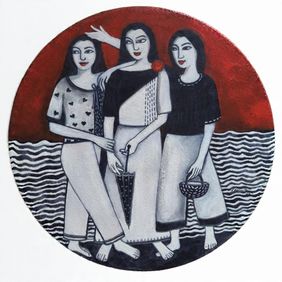 Red Aperture 1 by Paramita Chowdhury, Painting | Mojarto