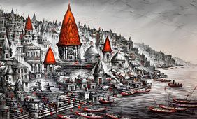 Anant Kashi: The Infinite Dawn by Ananda Das, Painting | Mojarto