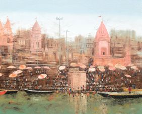 Eternal Rhythms of Banaras by Purnendu Mandal, Painting | Mojarto