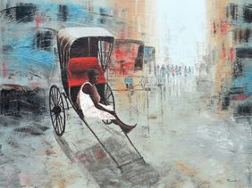 Silent Wheels of Kolkata by Purnendu Mandal, Painting | Mojarto