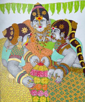 Celebration of Bonalu by Narahari Bhawandla, Drawing | Mojarto