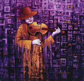 The musician by santosh chattopadhyay, Painting | Mojarto