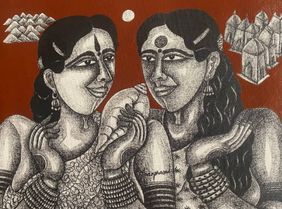 Sisters by Dhan Prasad, Drawing | Mojarto