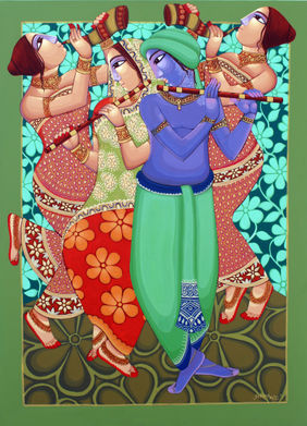 KRISHNA LEELA by Sekhar Roy, Painting | Mojarto