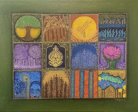 Symbolic Pichwai - 2 by Vibha Singh, Painting | Mojarto