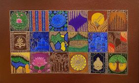 Symbolic Pichwai - 4 by Vibha Singh, Painting | Mojarto
