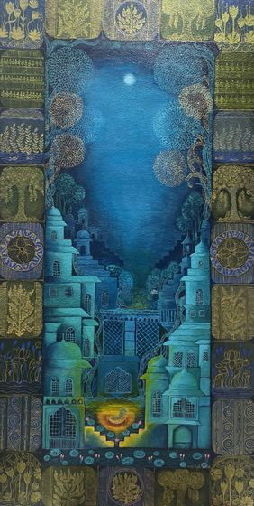 Symbolic Pichwai - 5 by Vibha Singh, Painting | Mojarto