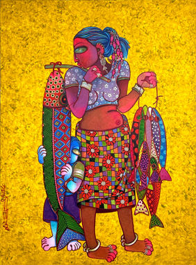 Fisher Woman by Sunita Dinda, Painting | Mojarto