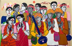 At Pilgrim by Dhan Prasad, Painting | Mojarto