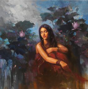 Beauty amongst the lilies by Gautam Sarkar, Painting | Mojarto
