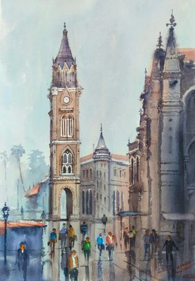 Clock Tower  by Ananda Ahire, Painting | Mojarto