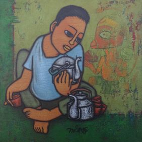 CHAI WALLAH - IV by H S Bhati, Painting | Mojarto