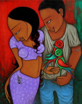 Couple -2 by H S Bhati by H S Bhati, Painting | Mojarto