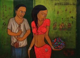 Couple-1 by H S Bhati by H S Bhati, Painting | Mojarto