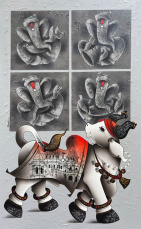 Nandi dance to the divine melody by Paras Parmar, Painting | Mojarto