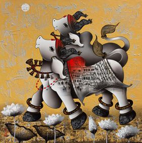 Joyful Nandi by Paras Parmar, Painting | Mojarto