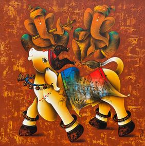 Nandi dance to the divine melody by Paras Parmar, Painting | Mojarto