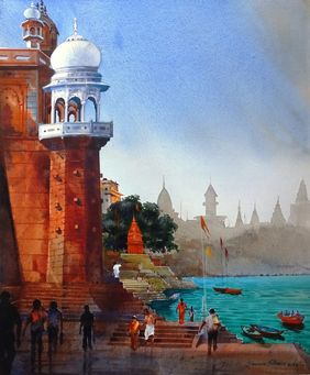 VARANASI GHAT by Bhuwan Silhare, Painting | Mojarto