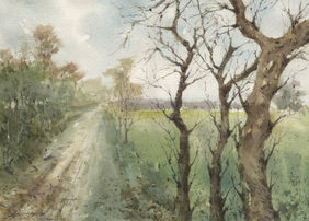 Sunlit Green Horizon VII by Raj Kr Singh, Painting | Mojarto